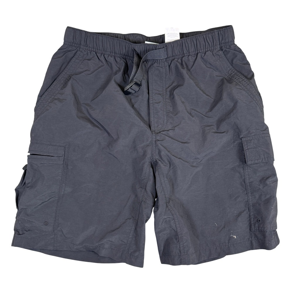 Columbia Mens Black Nylon Cargo Shorts Elastic Waist Belted Outdoor Hiking 31 M